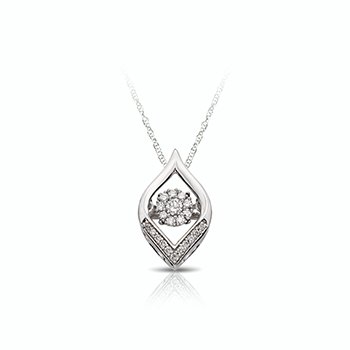 White gold fashion pendant with a twinkling diamond cluster