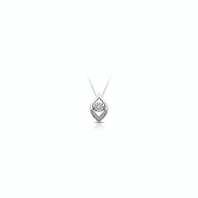 White gold fashion pendant with a twinkling diamond cluster