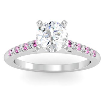 Cathedral Channel set Pink Sapphire & Diamond Engagement Ring