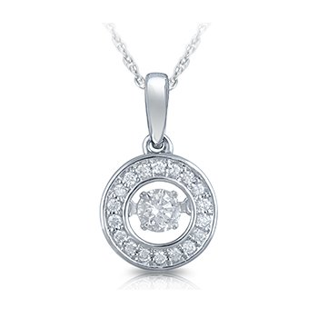 White gold, round twinkling diamond halo pendant