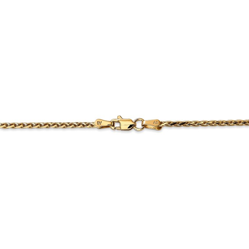 14k Yellow Gold 1.9mm Round Diamond Cut Parisian Wheat Chain Bracelet 7 