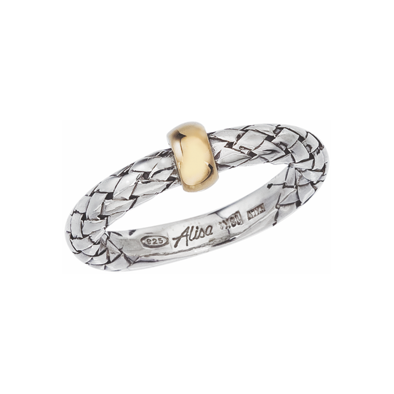 Alisa VHR 992 Sterling Traversa Band Ring with Single Yellow Gold Rondelle VHR 992