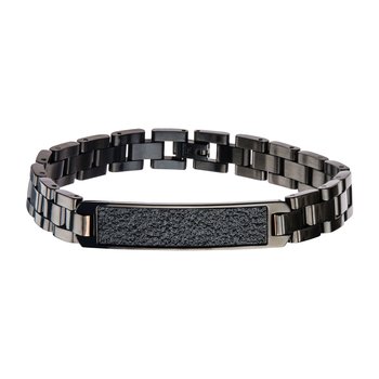 Black Plated with Sand Finish ID Bracelet