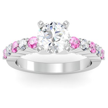 Round Diamond & Pink Sapphire Engagement Ring