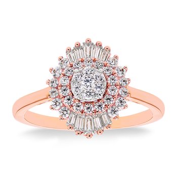 Ballerina-style rose gold and diamond fashion ring