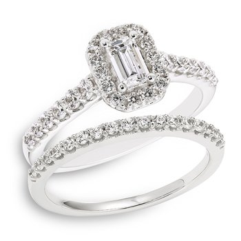 Kerri white gold and emerald-cut center diamond engagement ring