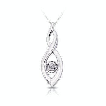 Sterling silver twist pendant with twinkling round diamond cluster