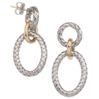 Alisa VHE 1505 G Round Top, Oval Dangle Sterling Traversa Earrings, Yellow Gold Attachment