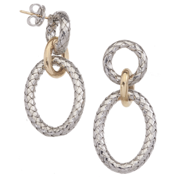 VHE 1505 G Round Top, Oval Dangle Sterling Traversa Earrings, Yellow Gold Attachment VHE 1505 G
