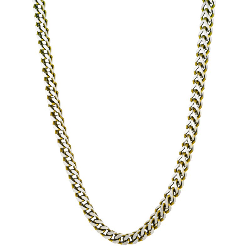 Lynx Stainless Steel Blue Ion Plated Thick Two Tone Foxtail Chain Necklace 5 Mm Wide 18 Inches Length With Lobster Closure Greenberg S Jewelers
