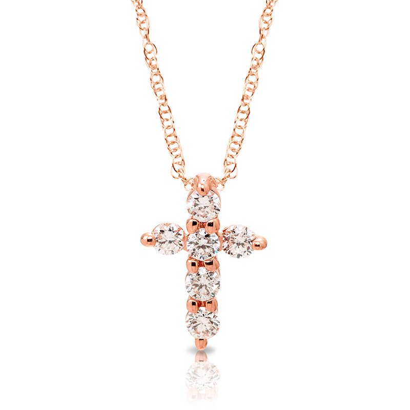 Rose gold and diamond cross pendant