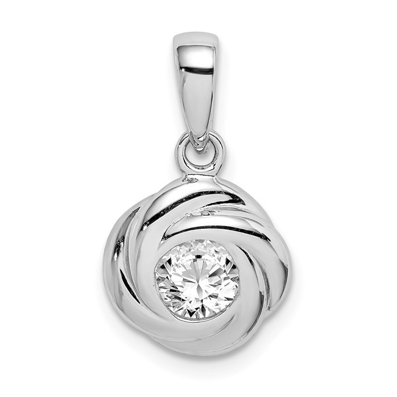 Sterling Silver Rhodium Plated CZ Pendant 