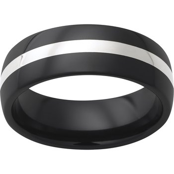 Black Diamond Ceramic™ Domed Band with 2mm Sterling Silver Inlay