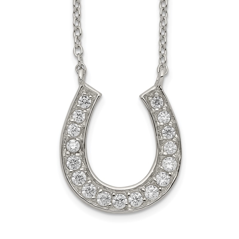 Beautiful Sterling silver 925 sterling Sterling Silver Rhodium-plated Horseshoe w/Crystal Pendant