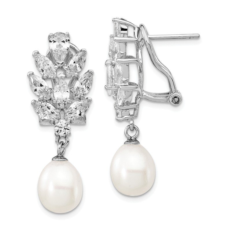 omega back pearl earrings
