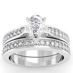 Cathedral Pave Diamond Engagement Ring with Matching Wedding Band