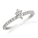 White gold and oval diamond solitaire bridal set