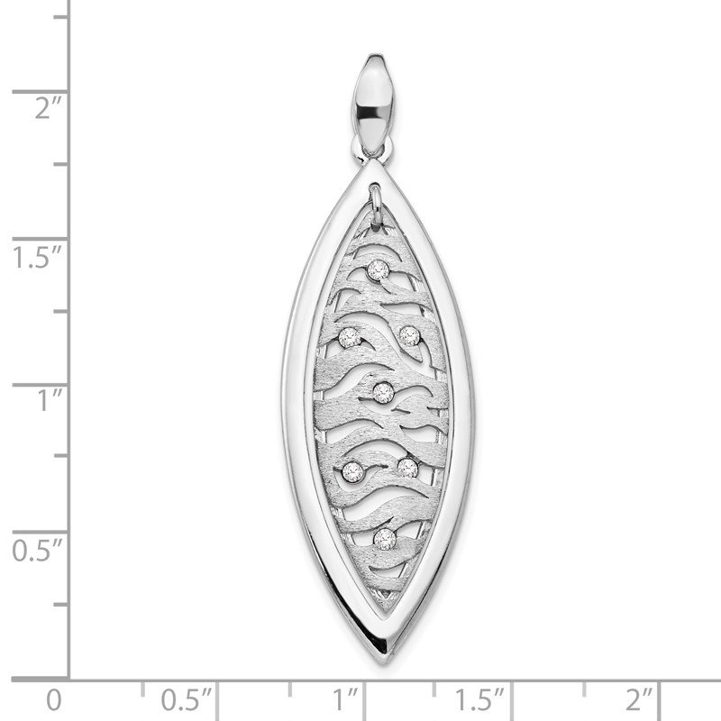 Leslies Sterling Silver Polished and Brushed Crystal Pendant 
