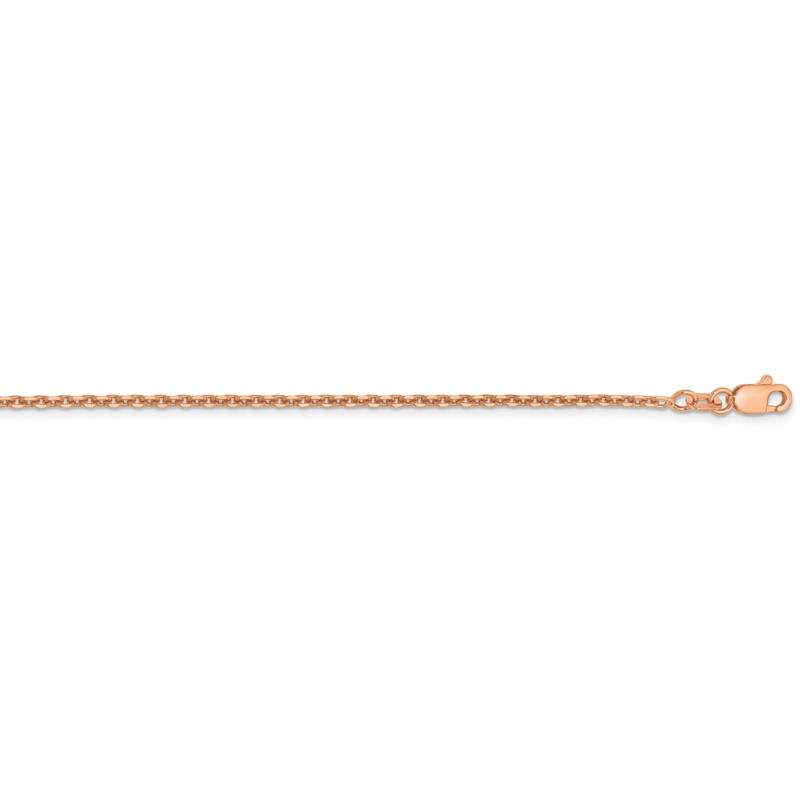 FB Jewels Solid 14K Yellow Gold 1.65mm Diamond-Cut Cable Chain