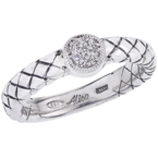 Alisa VHR 1211 D Sterling Traversa Band Ring, Round Shape Pave' Diamond Station VHR 1211 D