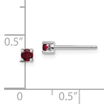 Sterling Silver 3mm Round Created Ruby Post Earrings