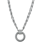 Alisa VHN 1515 D Open Sterling Linea Circle with Pave' Diamond Top Necklace