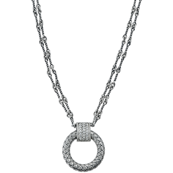 VHN 1515 D Open Sterling Linea Circle with Pave' Diamond Top Necklace VHN 1515 D