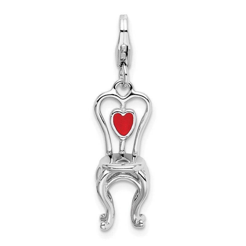 Amore La Vita Sterling Silver Enameled 3-D Palette and Brush with Lobster Clasp Charm 