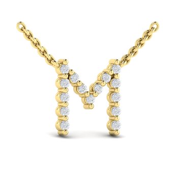 Diamond  Alphabet Pendant Necklace, M