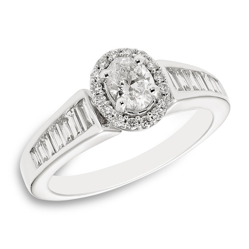 Shana white gold and diamond oval engagement ring