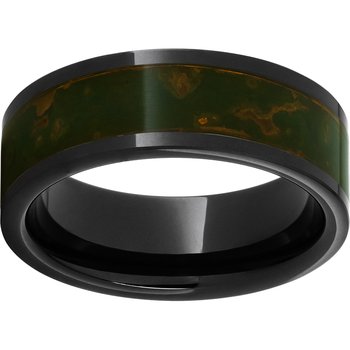 Black Diamond Ceramic™ Pipe Cut Band with Green Patina Copper Inlay