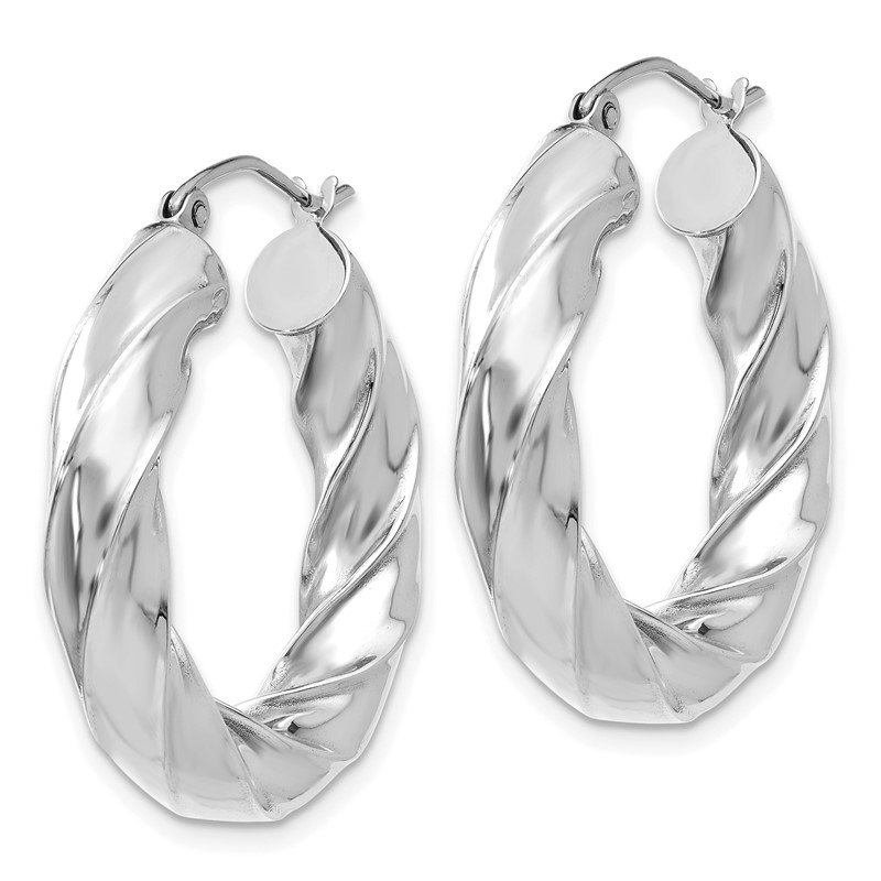 Beautiful 10k White Gold Diamond-cut 2mm Round Tube Hoop Earrings 