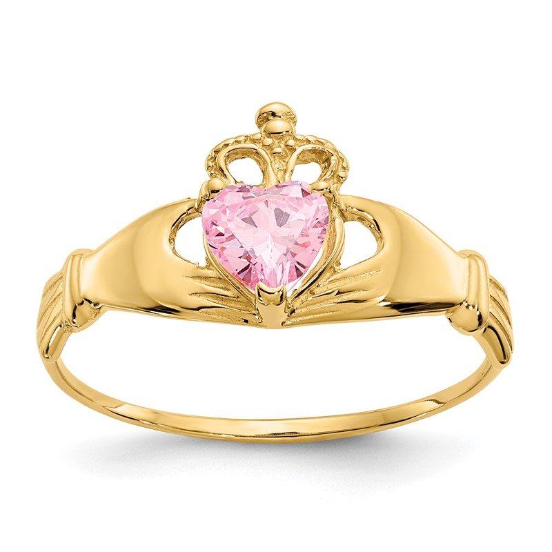 Jewelry Adviser Rings 14k CZ October Birthstone Claddagh Heart Ring 
