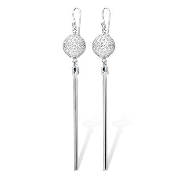 Sterling silver ball and tassel dangle earrings