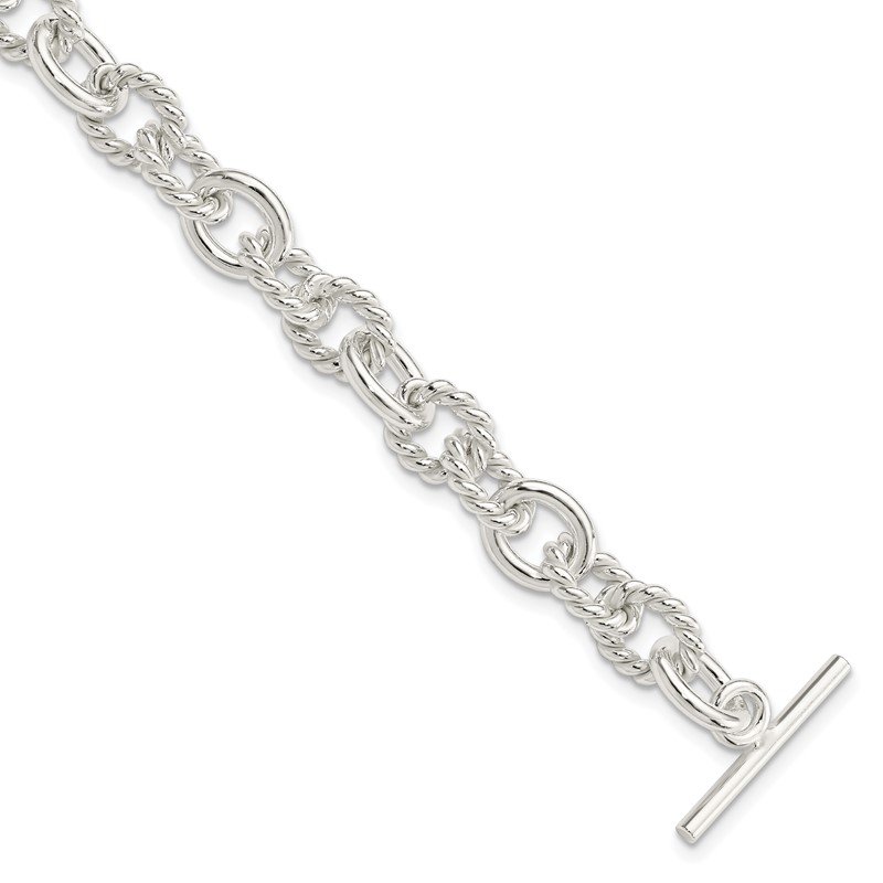 Details about  / Sterling Silver 6.75 MM Polished Fancy Link Toggle Charm Bracelet 7.5/"
