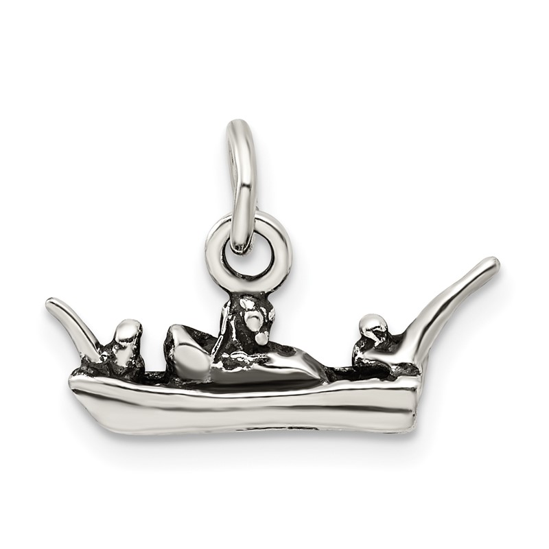Sterling Silver Antiqued Boat Charm Pendant
