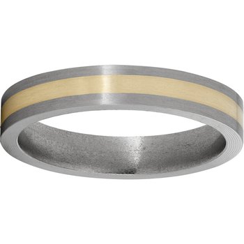 Titanium Flat Band with a 2mm 14K Yellow Gold Inlay and Satin Finish