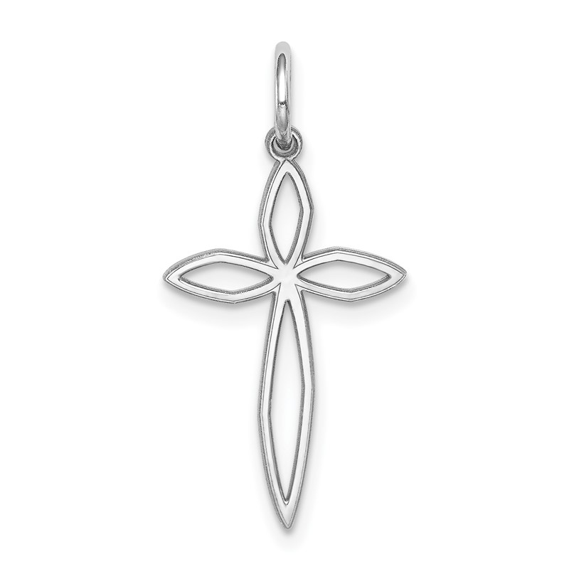 Sterling Silver Sterling Silver Rhodium-plated Laser Designed Cross Pendant