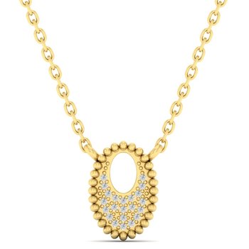 Diamond Medallion Starlight Oval Necklace in 14k Yellow Gold Necklace (0.04ctw)