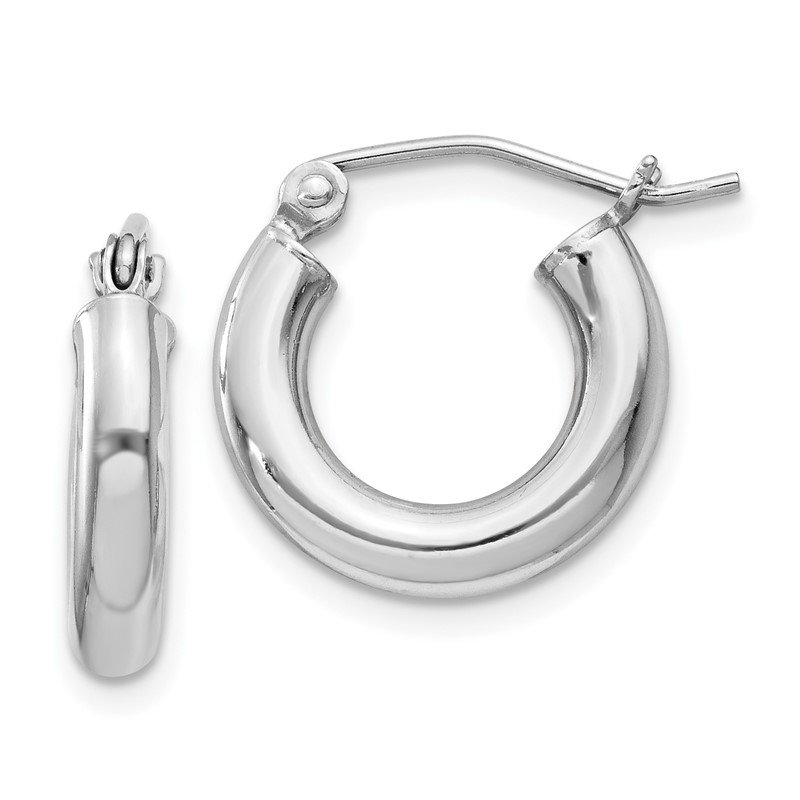 Sterling Silver Rhodium-plated 4mm Round Hoop Earrings 