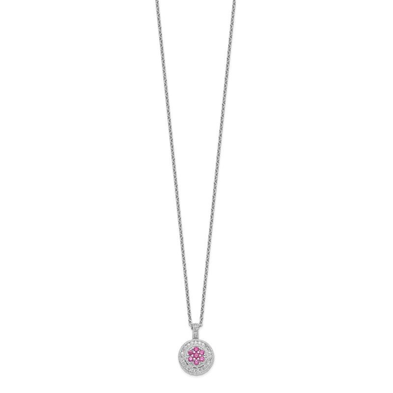 Brilliant Embers Sterling Silver Rose Gold-plated CZ Charm Pendant with 18 Necklace 