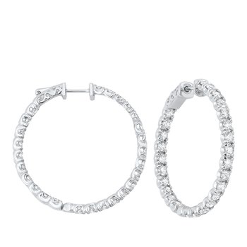 In-Out Prong Set Diamond Hoop Earrings in 14K White Gold  (5 ct. tw.) SI3 - G/H