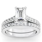 Pave Diamond Engagement Ring with Matching Wedding Band