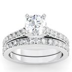 Pave Diamond Engagement Ring with Matching Wedding Band