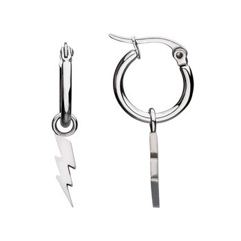 Stainless Steel Hoop Earrings with Lightning Bolt Charm ERHP20214
