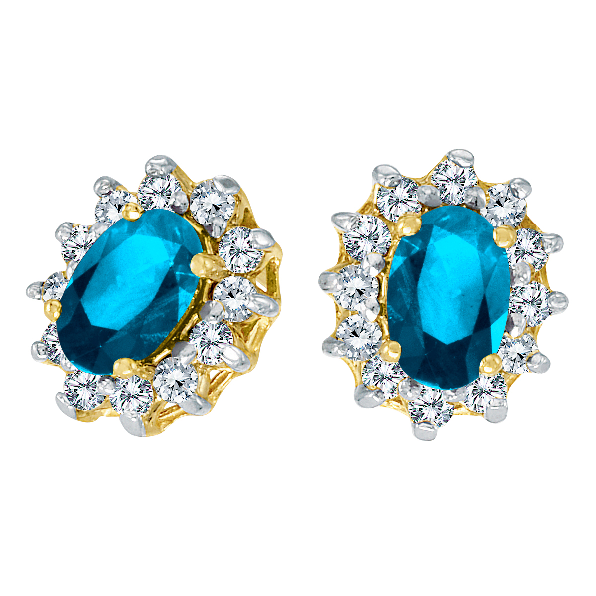 Details about   14k Yellow Gold Prong Set Natural Oval Blue Topaz Ladies Elegant Earrings 