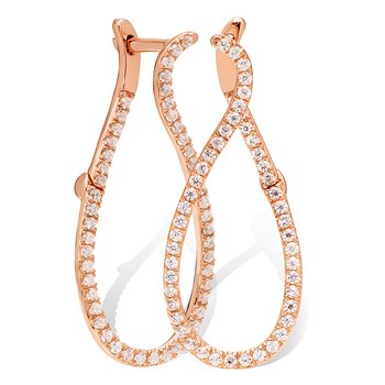 Rose gold, diamond side-hinge hoop earrings