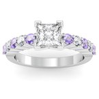 Round Diamond & Tanzanite Engagement Ring