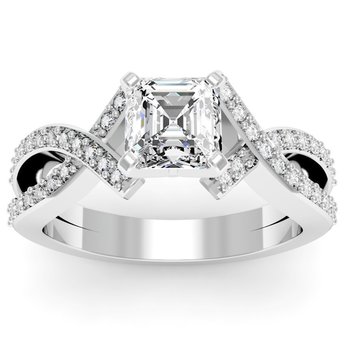 Intertwined Pave Diamond Engagement Ring