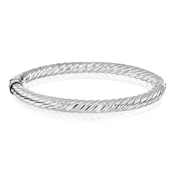 Sterling silver, rope-style fashion bangle with latch